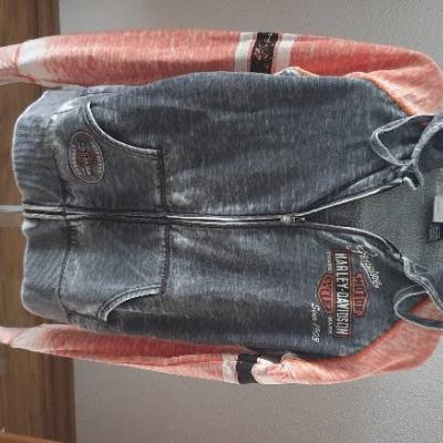 Damen Harley Biker Genuine Hoodie Weste Gr. L - thumb