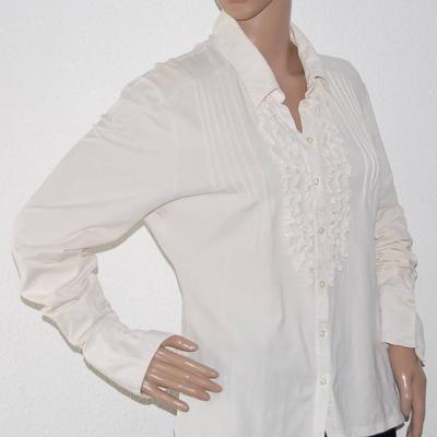 Frauenhemd/Bluse GREENWOOD FASHION-Beige ~ Langarm mit Knöpfe ~ L/XL - thumb