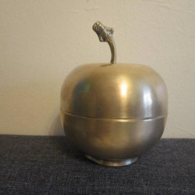 Alte Apfel Schale mit Deckel - Dose - Vintage - Gesamthöhe: 12,5cm - M - thumb