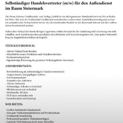 Selbständiger Handelsvertreter (m/w) für den Außen - thumb