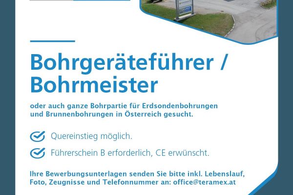 Bohrgeräteführer / Bohrmeister gesucht