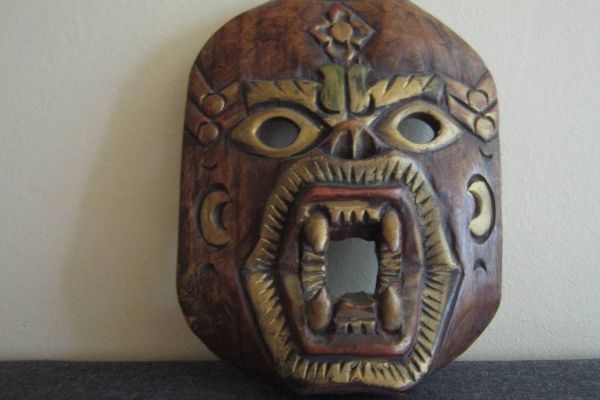 Alte Dämonen Maske - Holz - geschnitzt - Asiatika