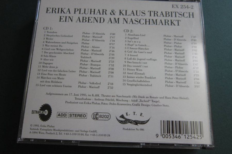 Erika Pluhar & Klaus Trabitsch - Ein Abend am Naschmarkt - Doppel CD - Bild 2