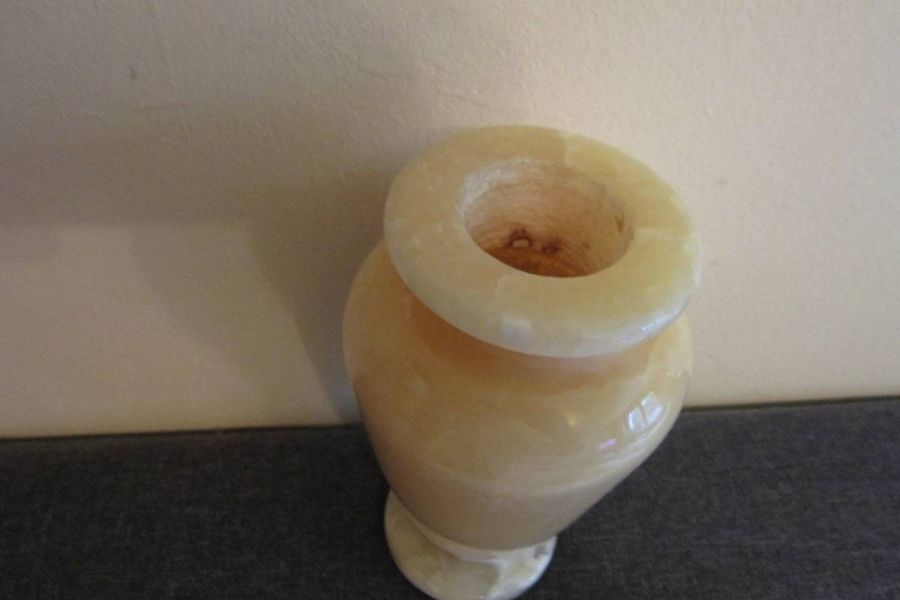 Schöne massive Onyx Vase - Naturstein - Marmor - Höhe: 17cm - Bild 2