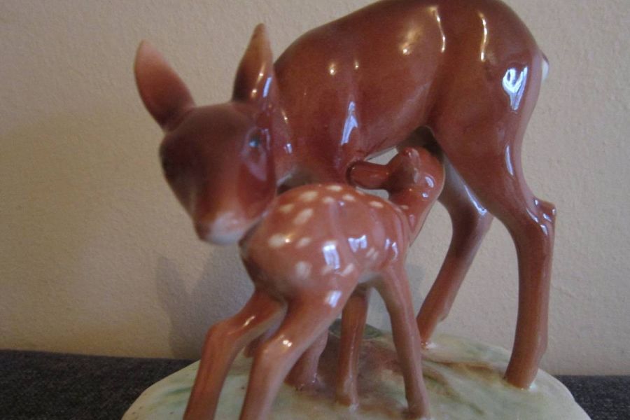 Reh mit Kitz - Porzellan - alte Figur - Bild 5