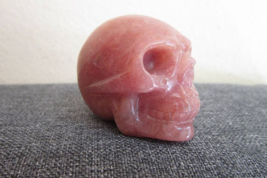 Erdbeerquarz Skull - Totenkopf - Kristallschädel - Bild 2