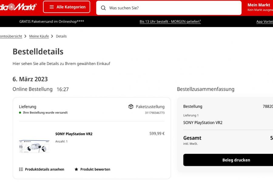 PSVR2 - Playstation 5 PSVR2 Brille - (MediaMarkt Garantie bis 2025) - Bild 3