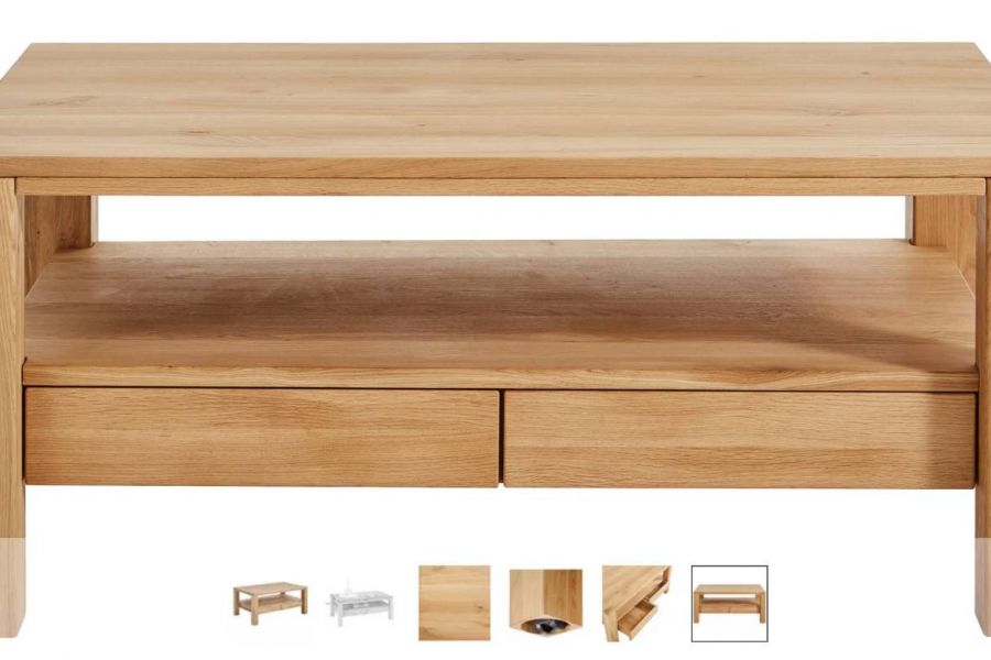 Wohnzimmertisch mit 2 Schubladen (Echtholz massiv) - Bild 3