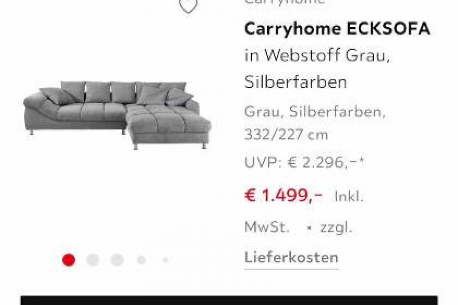 Carryhome Ecksofa XXX-Lutz NEUWERTIG! - Bild 3